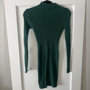 Lulu's Emerald Ribbed Long Sleeve Dress
